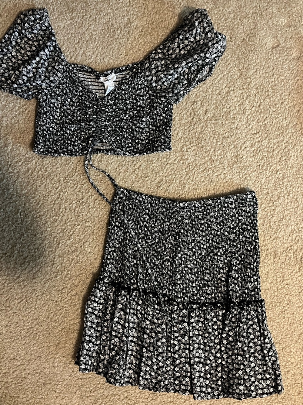 Floral Crop Top and Skirt Set